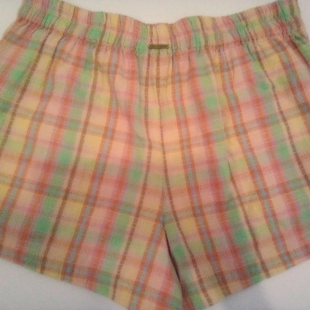 Billabong 100% Cotton Pastel Plaid High Waist Shorts Size M Vacation Summer